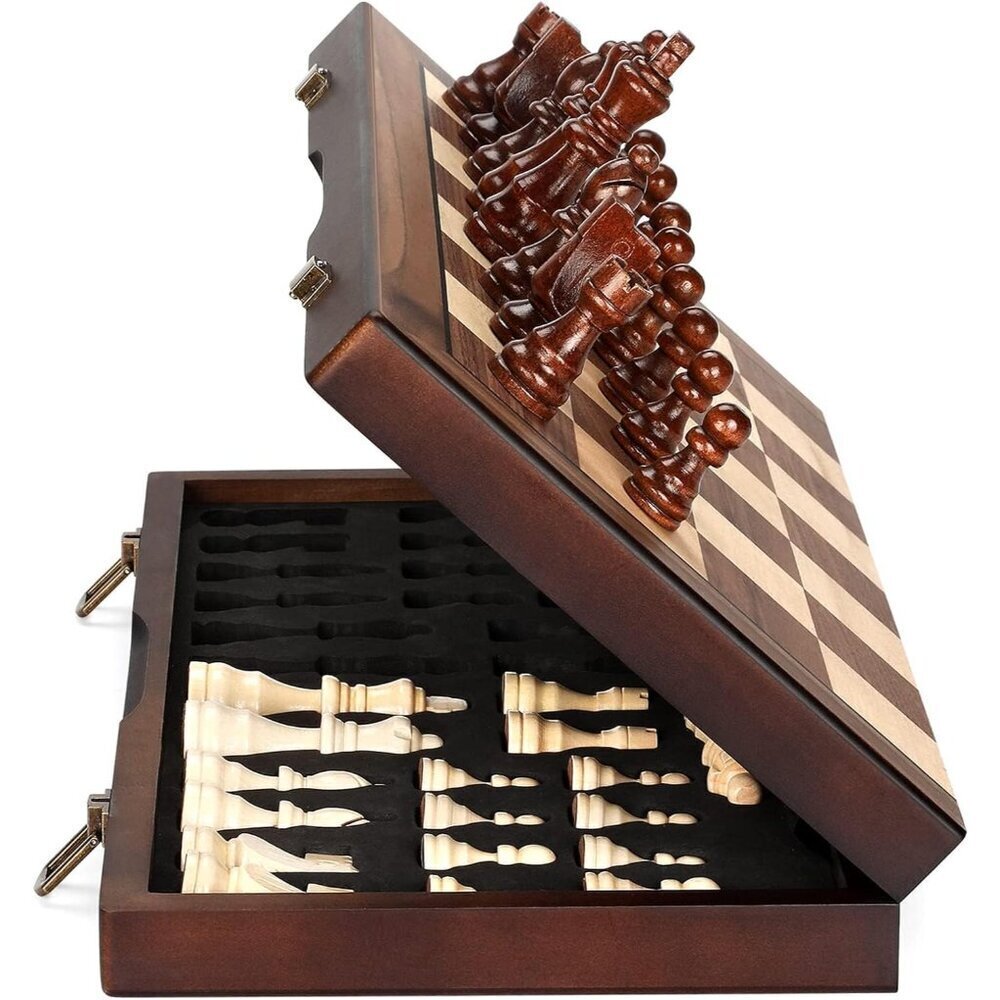 Magnetic Wooden Chess Set for Adults Kids 15'' Chess Board with Handmade